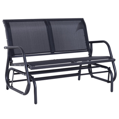 2-Seater Garden Swing Bench in Metal and Breathable Mesh Fabric, 120x70x85cm, Black