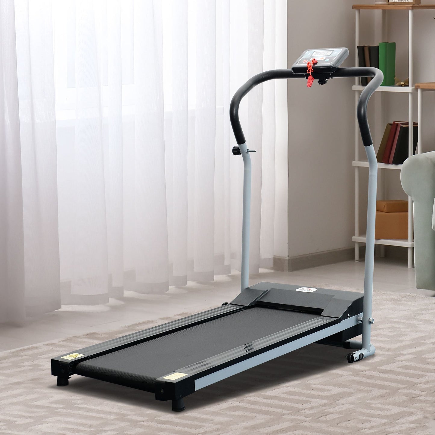Electric Folding Treadmill with LCD Screen and 2 Wheels for Home or Office Training, 500W Motor, 10km/h Speed