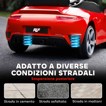 Officially Licensed RUF GT Ride-On Toy Car for Kids Ages 3-5, Remote Control, Seat Belt and Music, Red