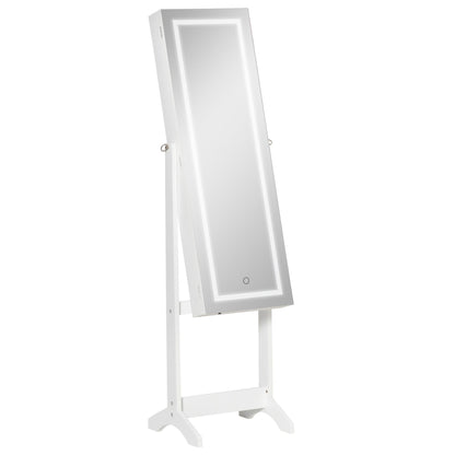 Freestanding Jewelry Mirror with LED Light, Adjustable Tilt and Lock, 46x36.5x151.5cm