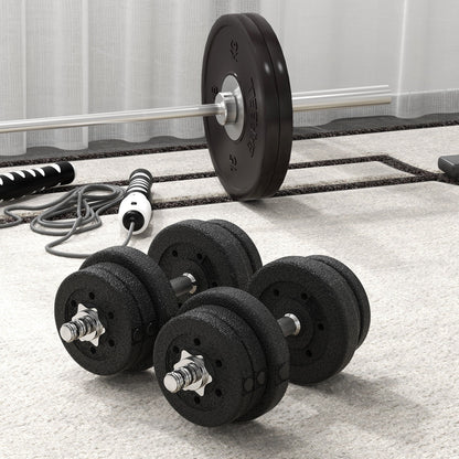 25kg Total Gym Dumbbell Set with 12 Weight Discs and 2 x 2kg Bars, Black