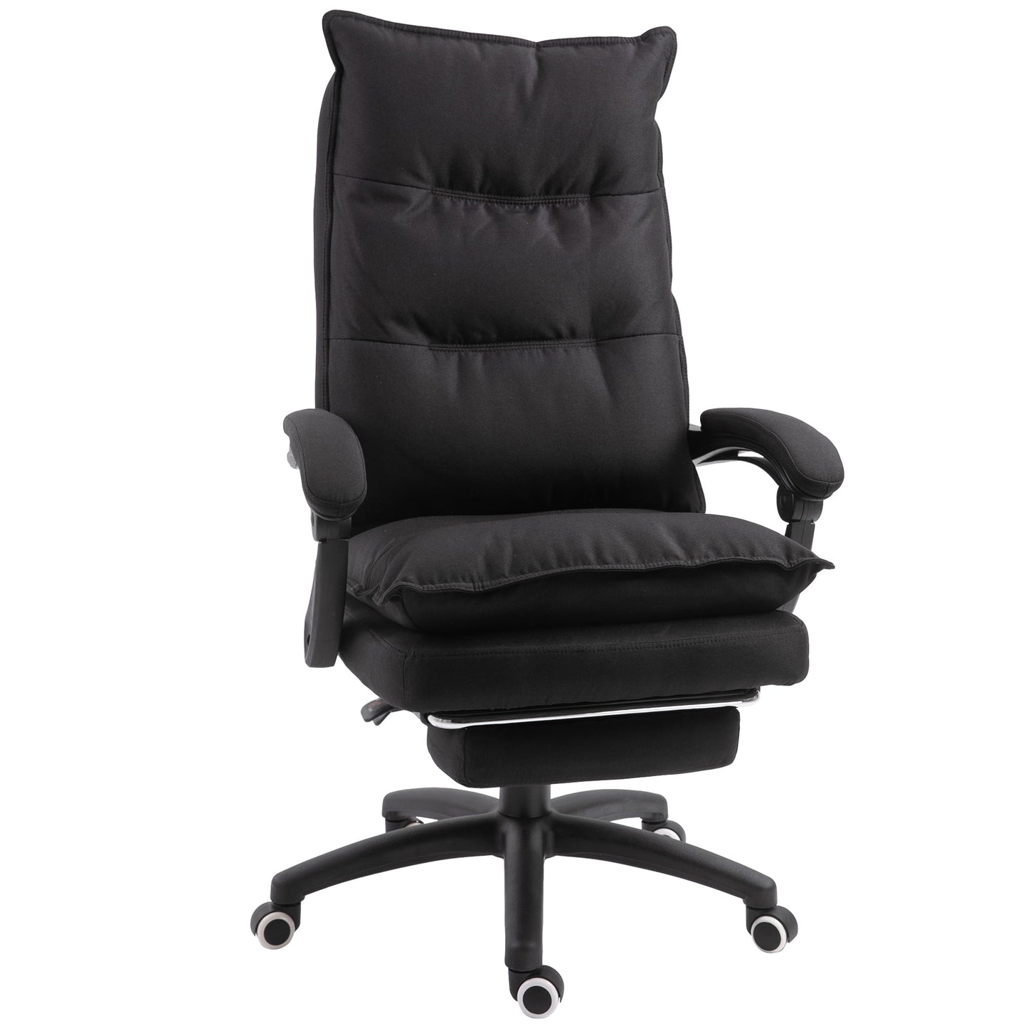 Height Adjustable Office Chair with 6 Massage Points, in Linen Effect Fabric, 70x62x120-130 cm, Black