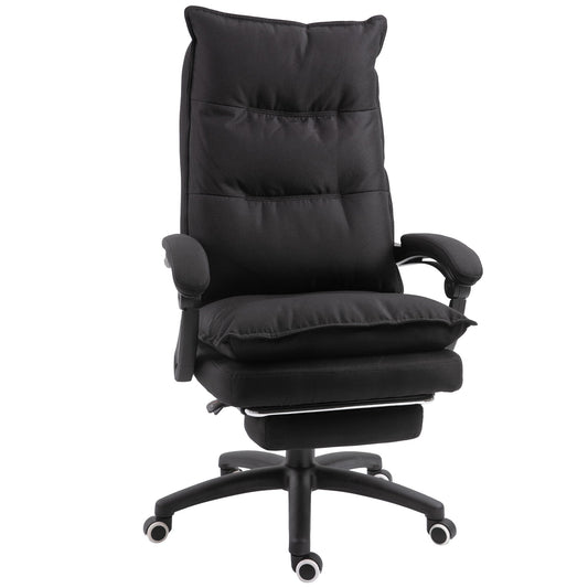 Height Adjustable Office Chair with 6 Massage Points, in Linen Effect Fabric, 70x62x120-130 cm, Black