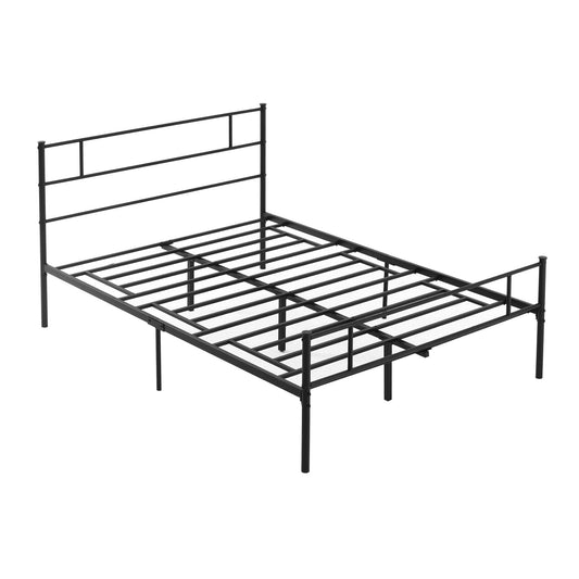 Queen Size Steel Bed Frame 140x200cm with Slats, Headboard and Footboard
