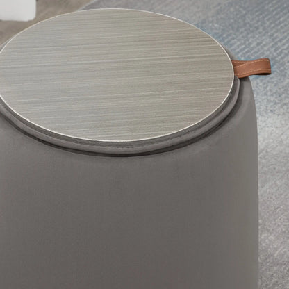 2 in 1 Velvet Storage Ottoman Convertible to Coffee Table, Ø44x47.5cm, Grey