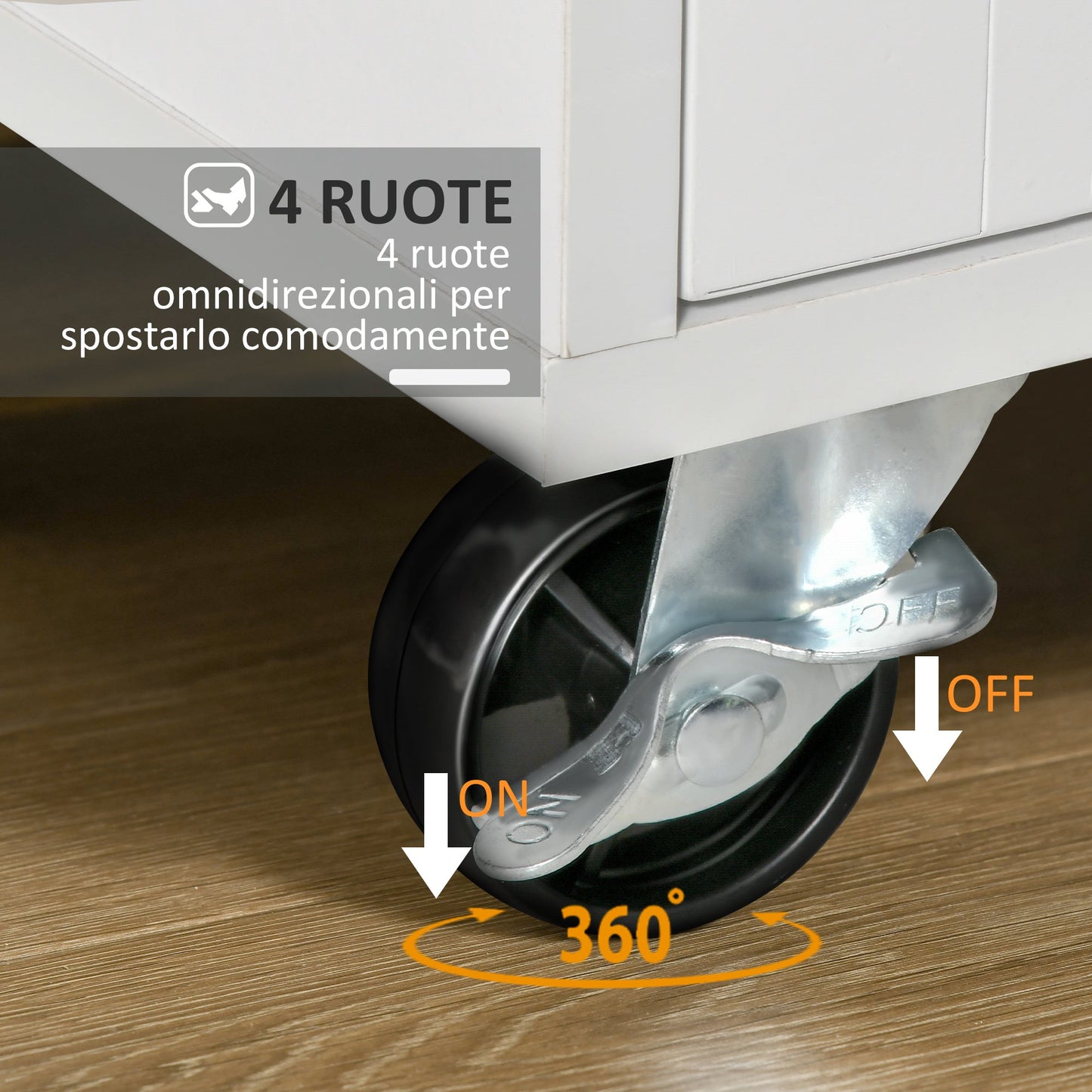 Multipurpose Wooden Kitchen Cart with 2 Drawers, 104x46x91cm - White