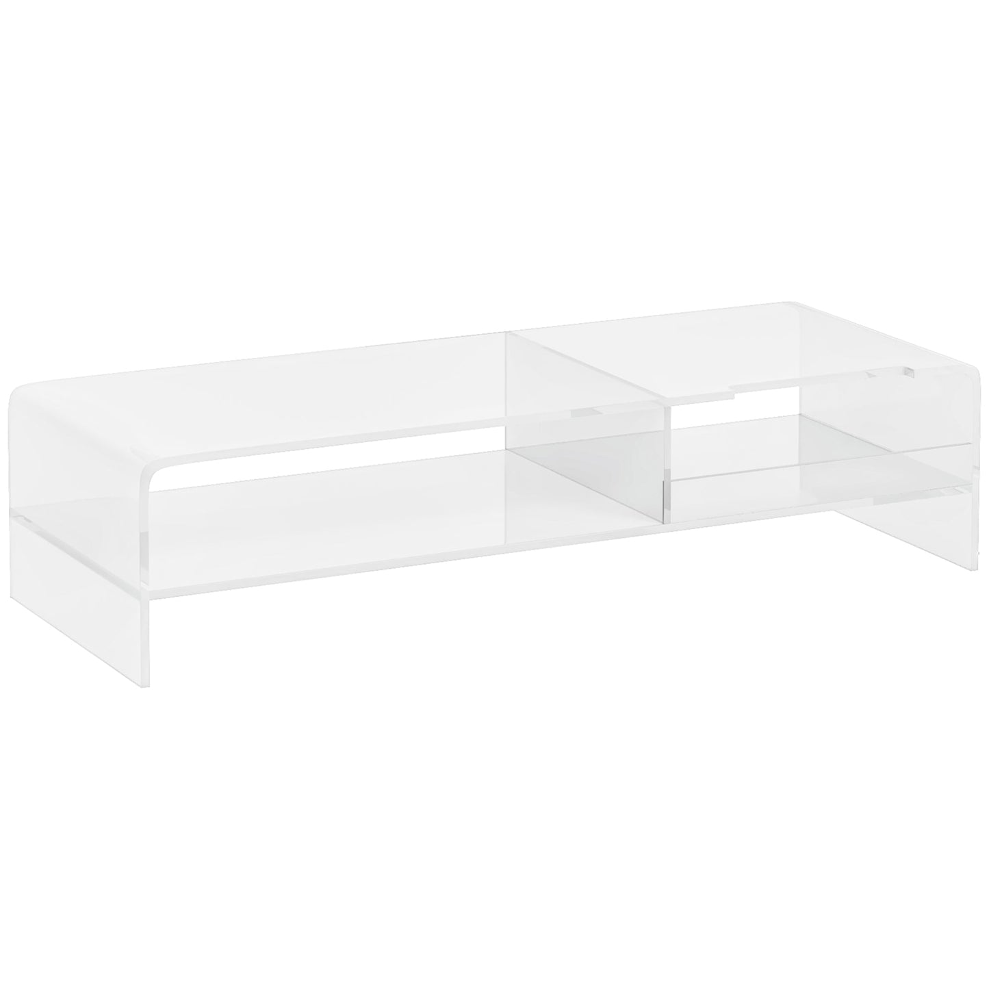 24" Max PC Monitor Stand with 2 Open Shelves, Transparent Acrylic, 50.8x19x12 cm