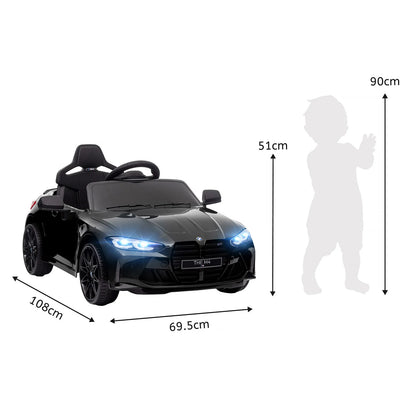BMW M4 Licensed Electric Ride‑On Car for Kids with Remote Control, Horn & Lights – Black