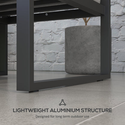 Lounge Set with Sofa and Coffee Table in Aluminum with Padded Cushions, Grey