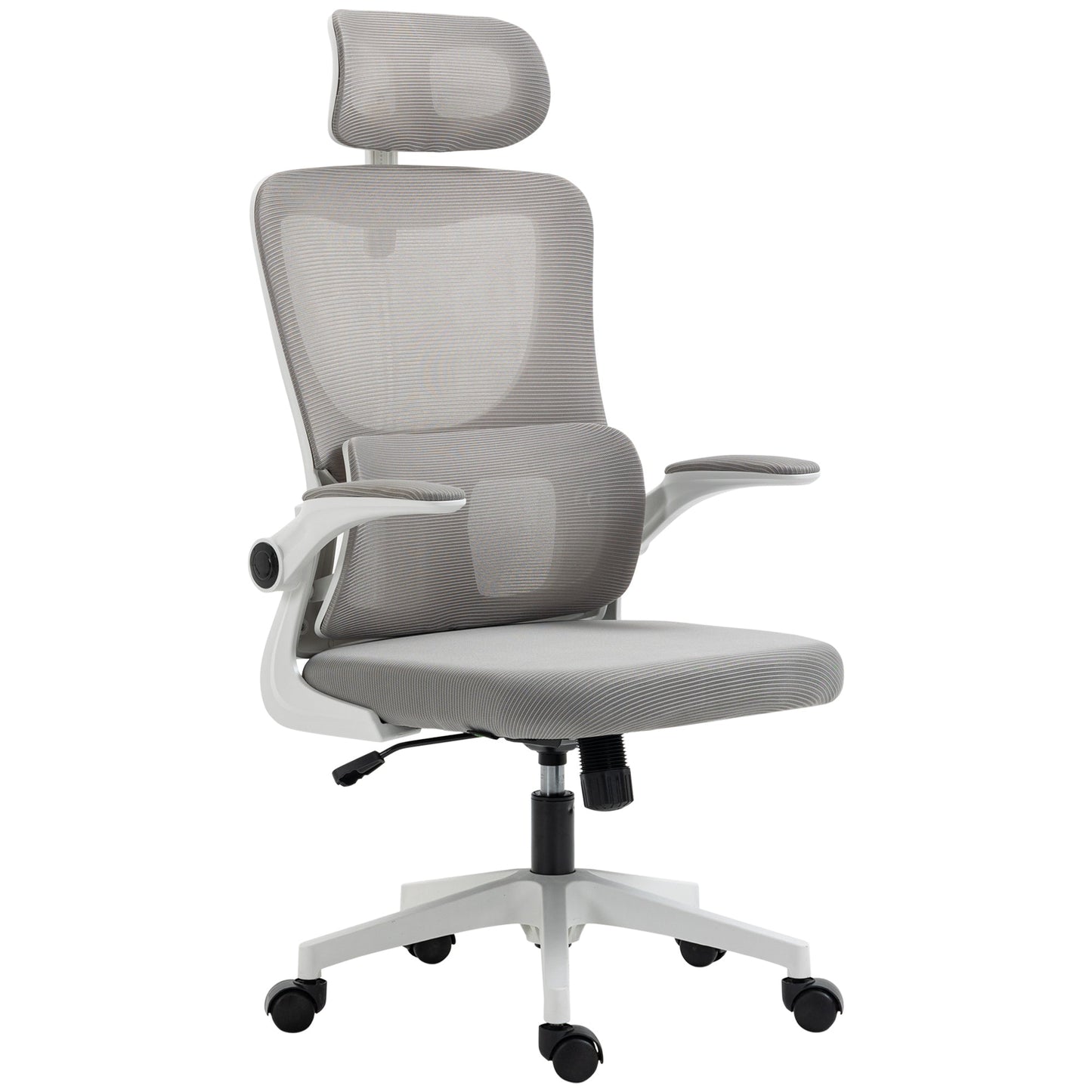 Ergonomic Height Adjustable Office Chair with Headrest, 60x59x114-122 cm, Grey