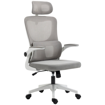 Ergonomic Height Adjustable Office Chair with Headrest, 60x59x114-122 cm, Grey