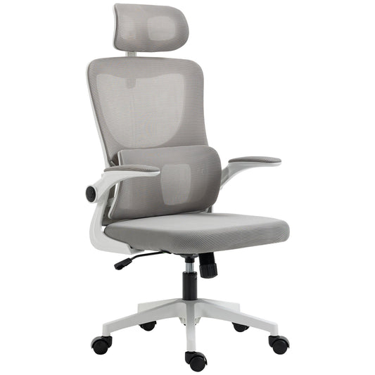 Ergonomic Height Adjustable Office Chair with Headrest, 60x59x114-122 cm, Grey