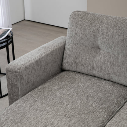 3-Seater Corner Sofa with Seat and Back Cushion, in Chenille Effect Fabric, 186x130x84 cm, Taupe