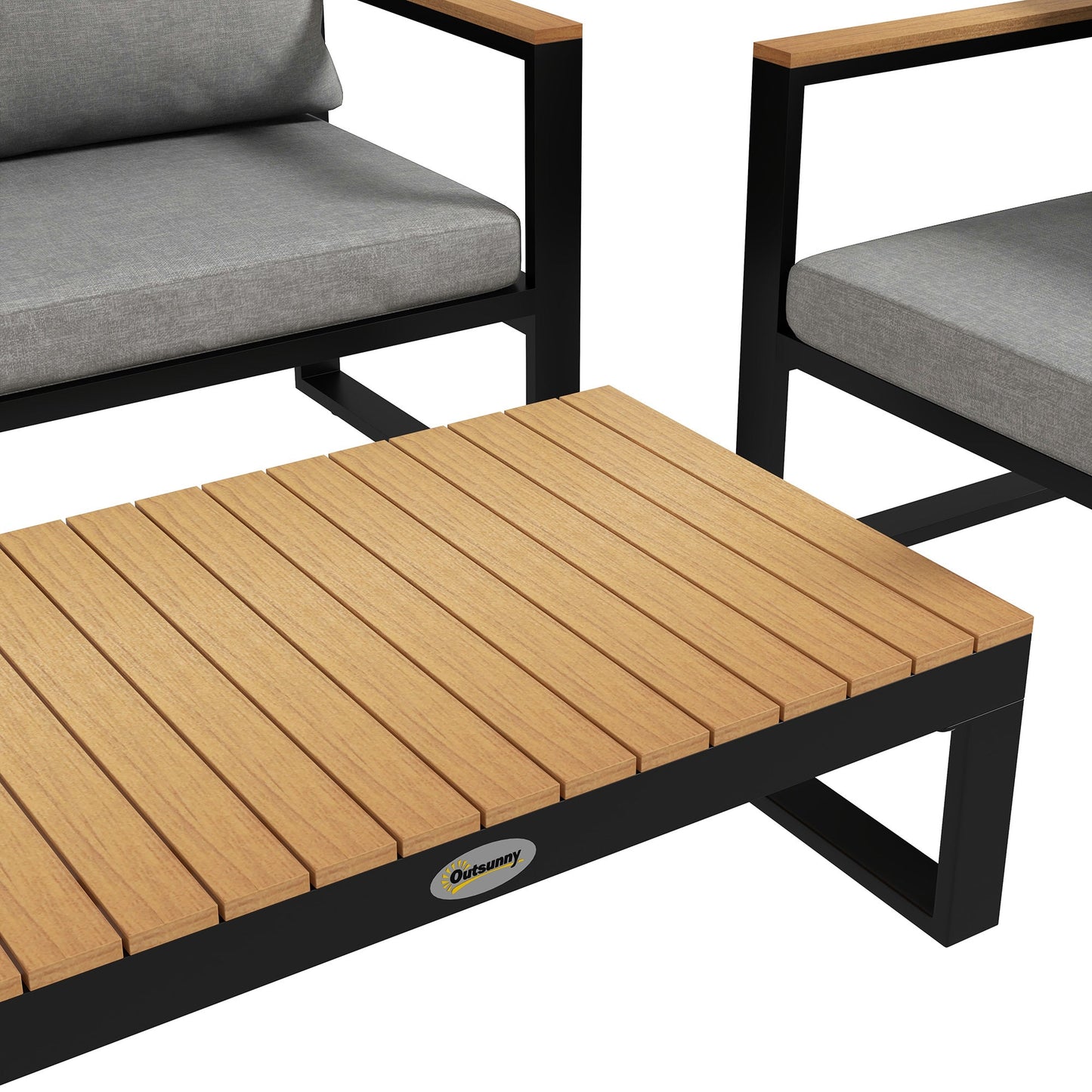 Garden Lounge Set with Outdoor Sofa, 2 Armchairs and Aluminium Coffee Table, Grey