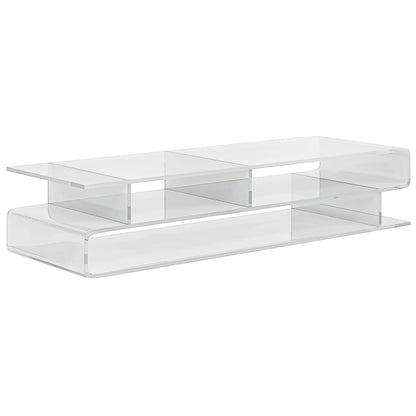 Acrylic PC Monitor Stand with Center Compartments, 57x19x11.5cm, Transparent