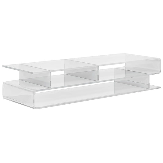 Acrylic PC Monitor Stand with Center Compartments, 57x19x11.5cm, Transparent