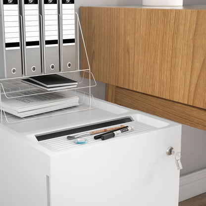 Office Filing Cabinet with 2 Drawers, Envelope Slot and Hanging Bar, Steel, 30x50x53.5 cm, White