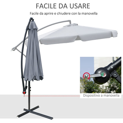 2.7x2.7 m Garden Umbrella with Metal Arm and Adjustable Polyester Canopy and Crank Opening, Grey