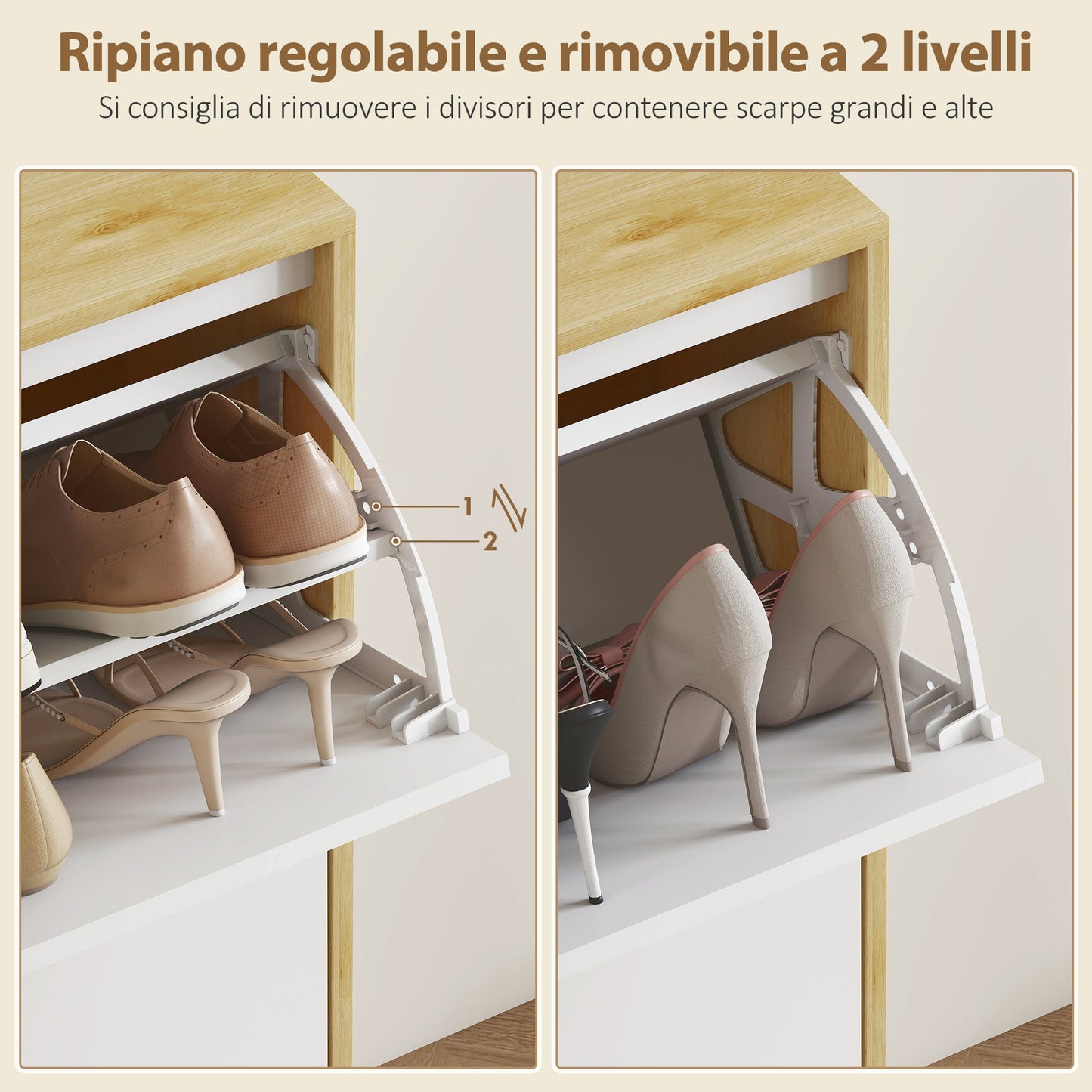 Slim Modern Shoe Rack with 4 Tilting Drawers for 20 Pairs of Shoes, 105x24x92.5 cm, White