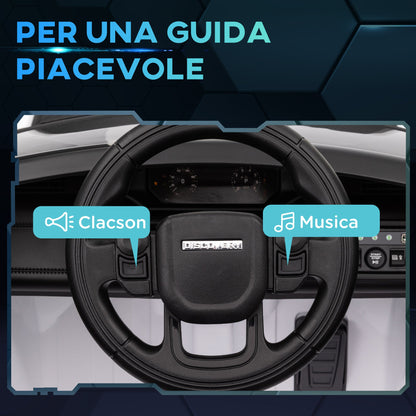 Electric Ride-On Car for Kids Licensed Land Rover with Headlights, Horn and Belt, 106x65.5x51 cm, White