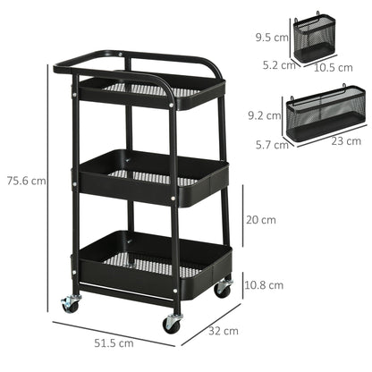 SPARKLE | Multipurpose Trolley with 3 shelves and wheels | 51.5x32x75.6 cm