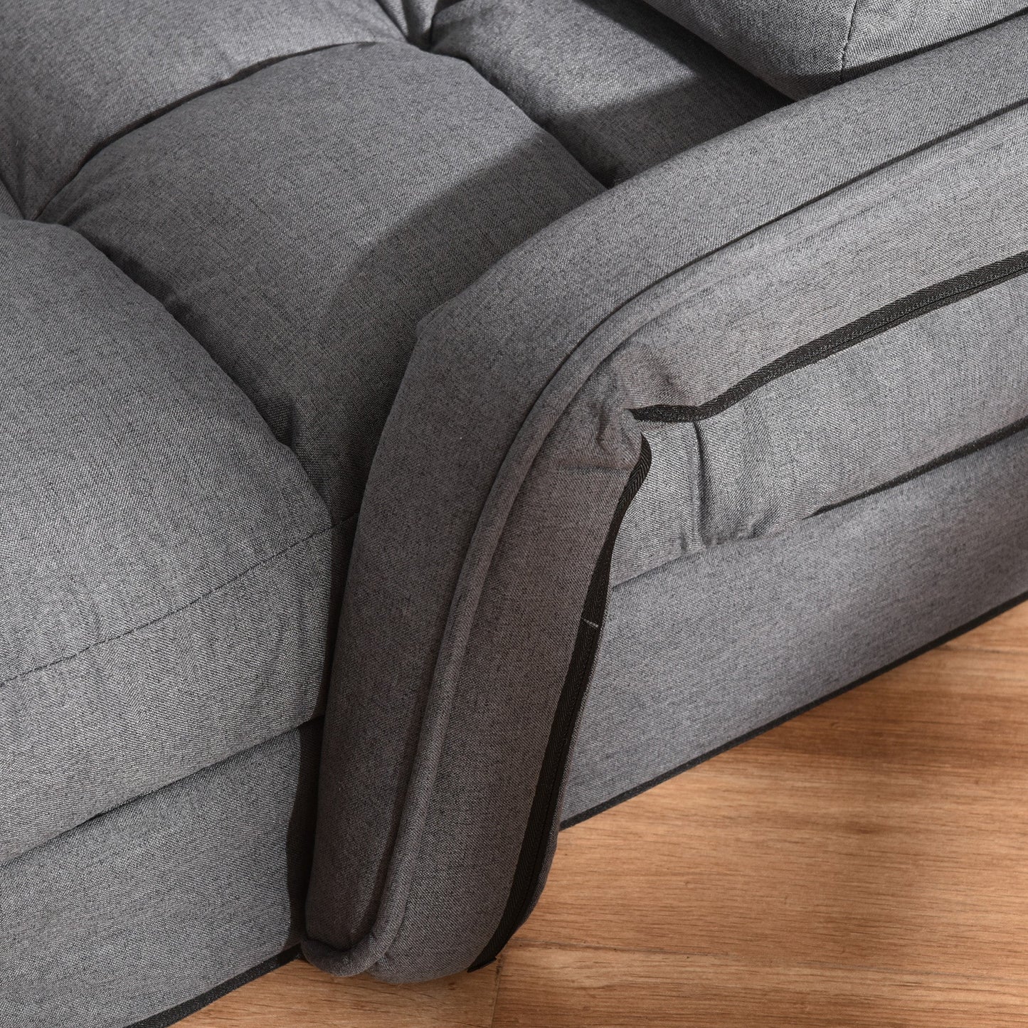 Single Sofa Bed with Cushion and 5-Level Reclining Backrest, 62x78x70 cm, Grey