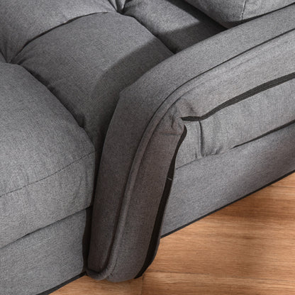 Single Sofa Bed with Cushion and 5-Level Reclining Backrest, 62x78x70 cm, Grey