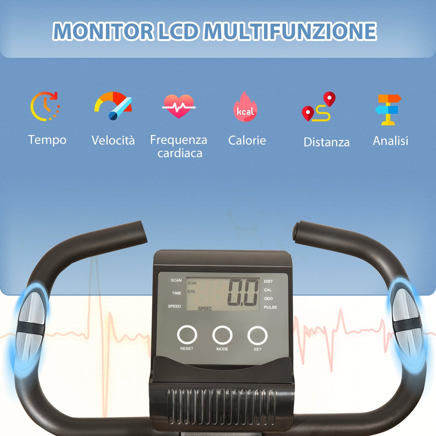 2 in 1 Folding Exercise Bike, 8 Level Adjustable Magnetic Resistance, Fitness Bike with Heart Rate Sensor, Arm Bands, LCD Screen, 2.5kg Flywheel, Black