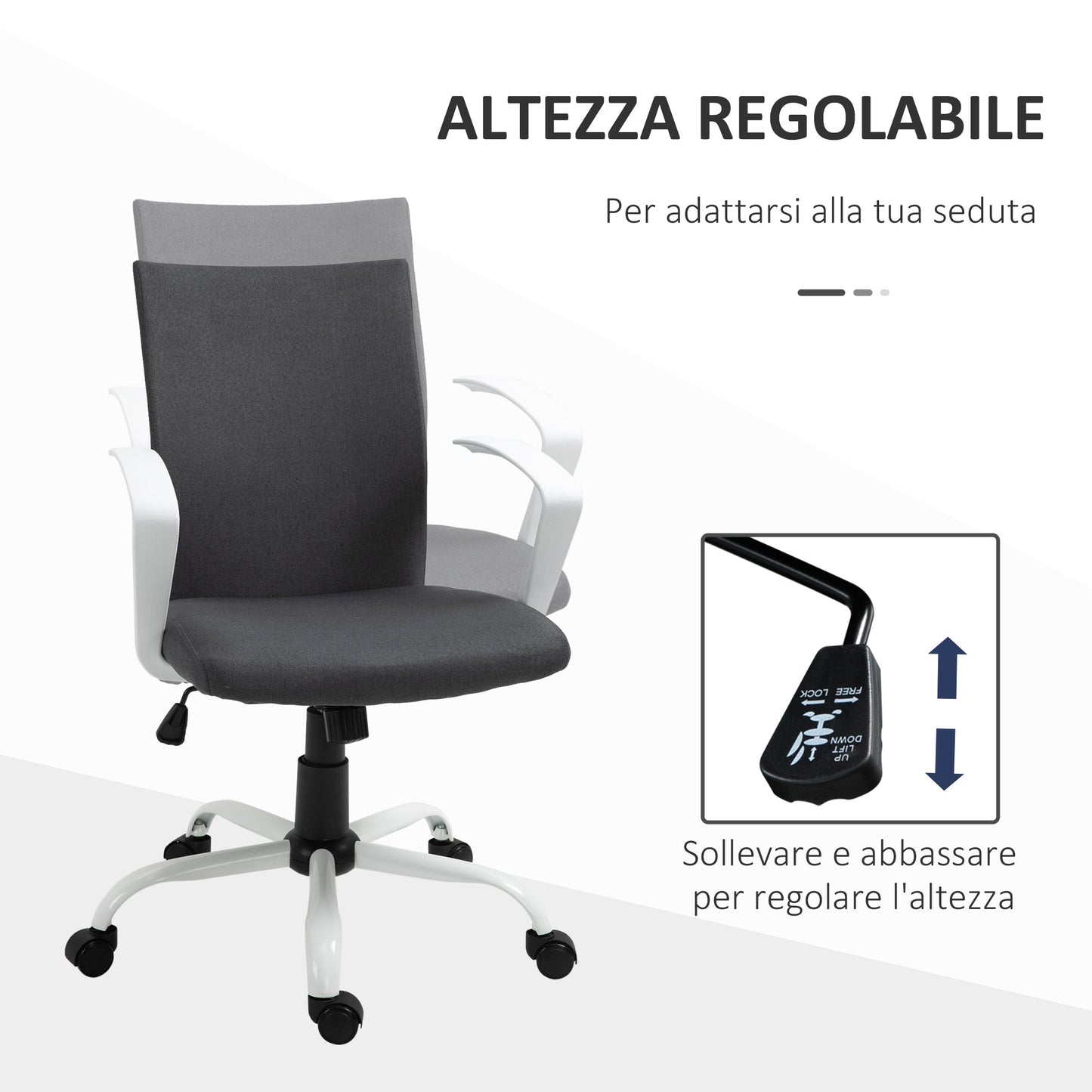 Ergonomic and Swivel Office Chair with Adjustable Height, 61x61x89-99 cm, Dark Grey