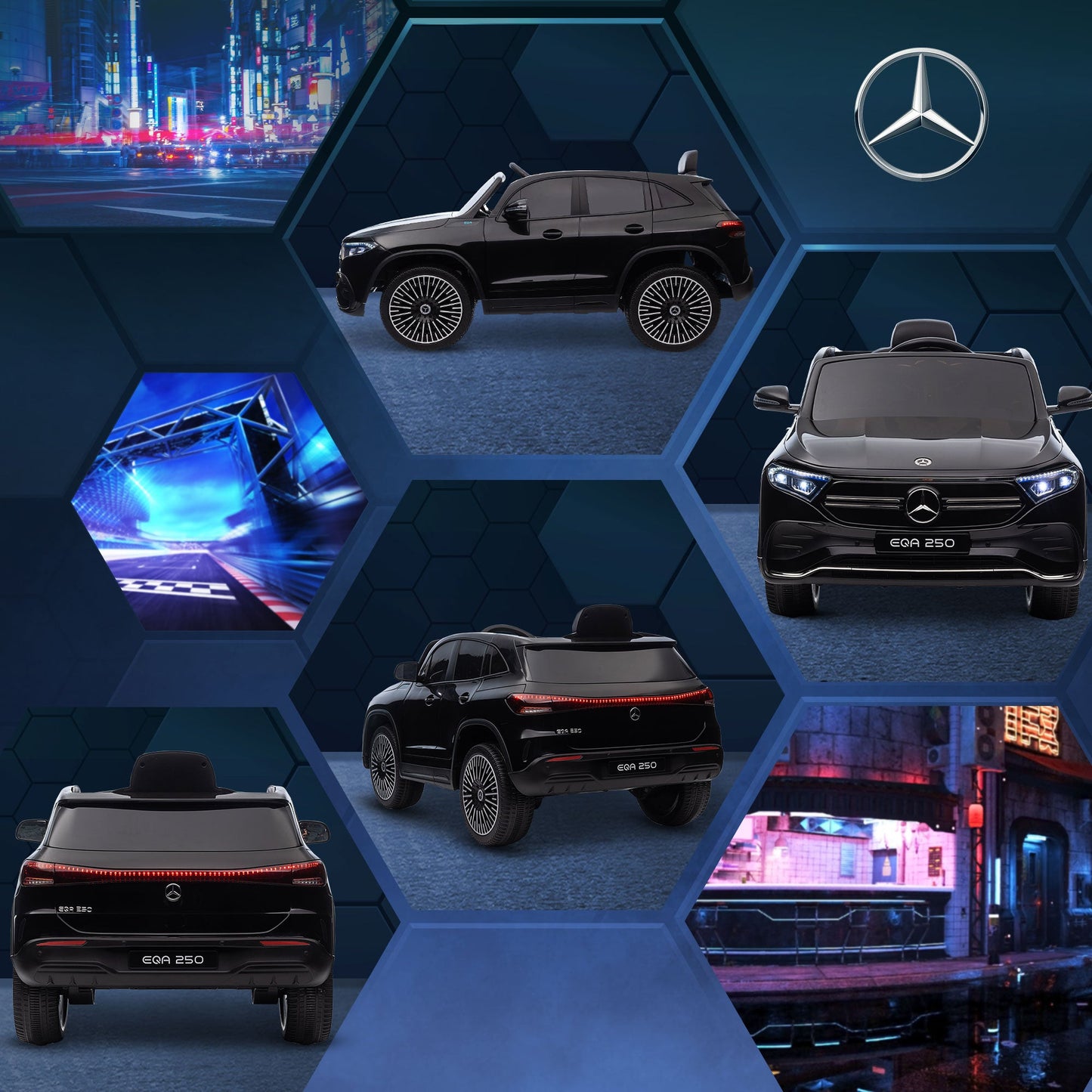 Electric Ride-On Toy Car for Kids Ages 3-8 with Remote Control, Headlights and Horn, Black