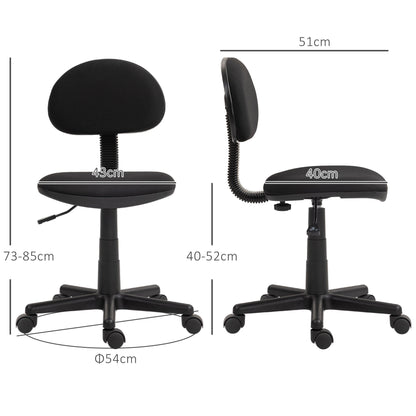 Height Adjustable Swivel Office Chair, Elastic Fabric, Sponge and Steel, 43x51x73-85 cm, Black