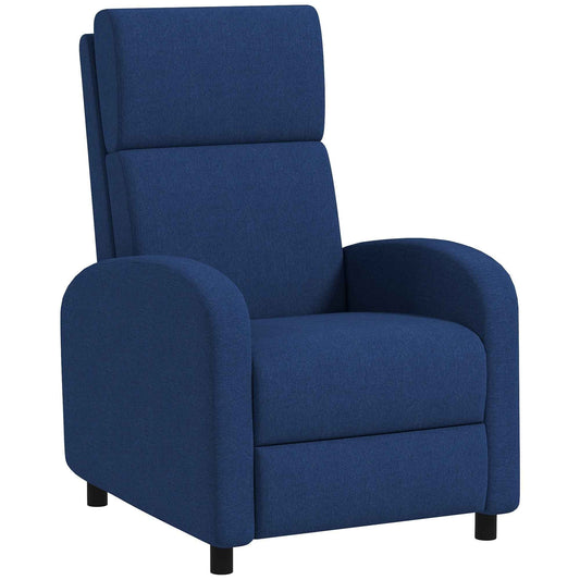 160° Manually Reclining Relaxing Chair with Fabric Footrest, Blue