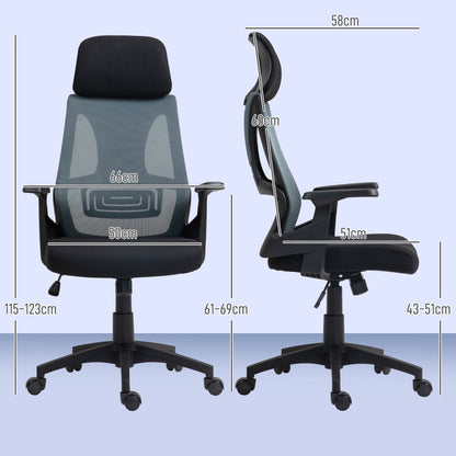 Office Chair with Lumbar Support and Headrest, Swivel Seat with Adjustable Height, Black