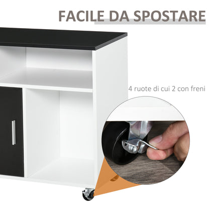 Printer Cabinet with Drawers, Multipurpose Cabinet for Office and Home, Black and White, 100x35x65cm