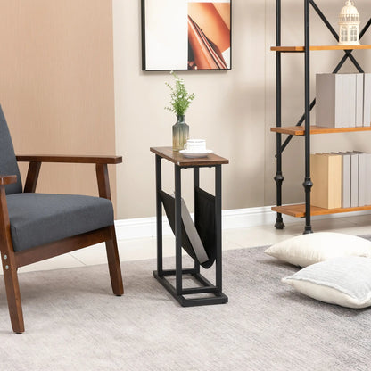 Chipboard and Steel Coffee Table with Oxford Fabric Storage Bag, 49x19x55 cm, Brown and Black