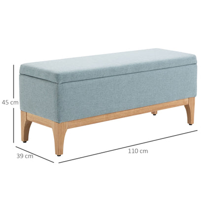 Scandinavian Design Fabric Upholstered Storage Bench, 110x39x45Hcm - Light Blue