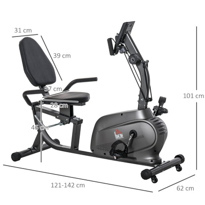 Magnetic Recumbent Exercise Bike with 8 Resistance Levels, LCD Display, Adjustable Seat and Arm Bands