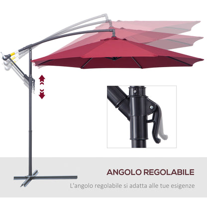 Garden Umbrella 3x2.5 m Tilting Arm with Crank, Dark Red