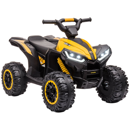 12V Electric Quad Bike for Kids, 2 Speeds, Wide Wheels with Suspension and LED Headlights, Ages 3-5 Years, Yellow