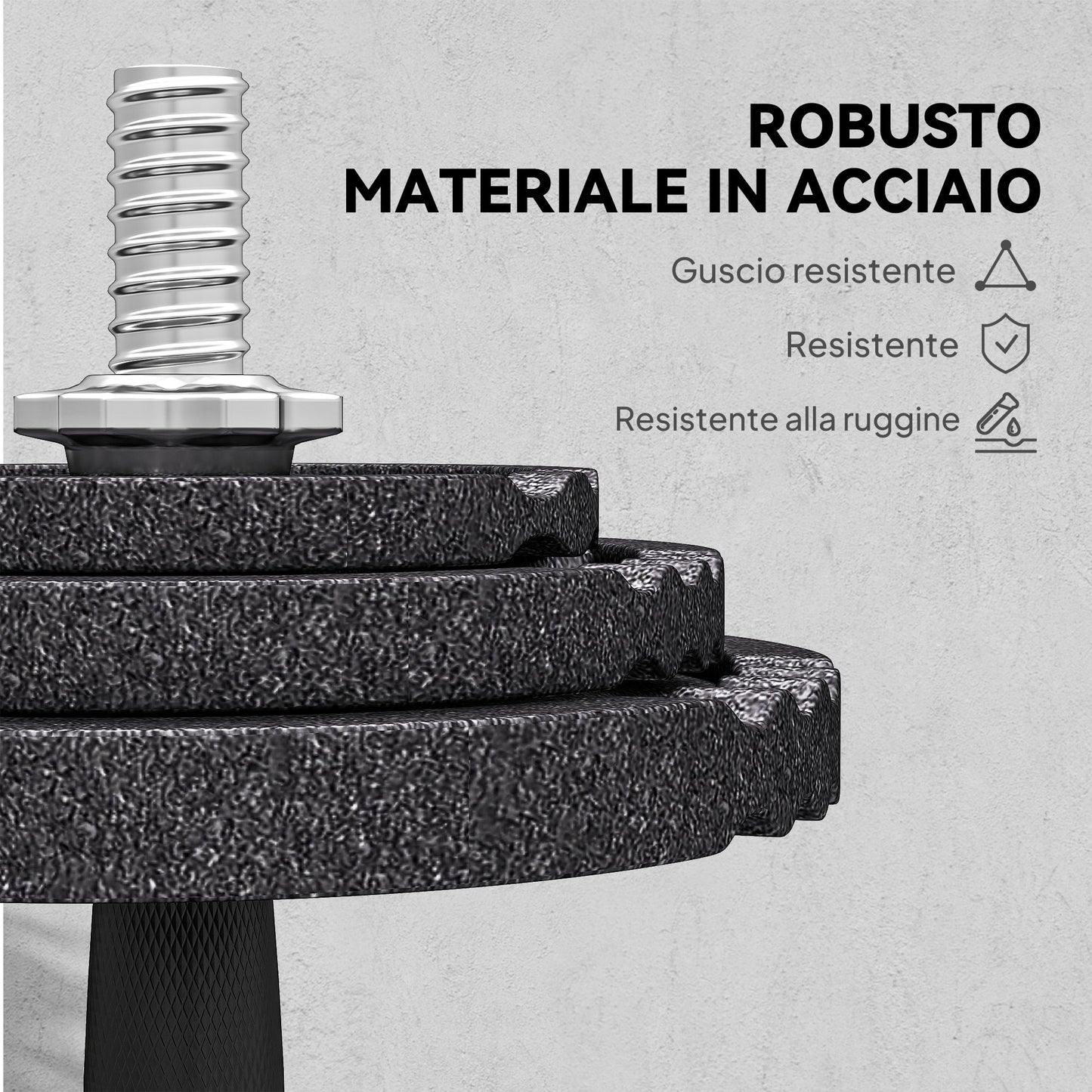 2-in-1 42 kg Gym Weights with 14 Discs, Barbell and Dumbbells, Steel, 180x24x24 cm, Black