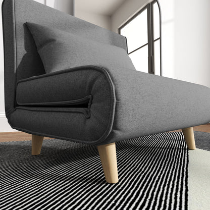 3 in 1 armchair bed with reclining backrest in 6 positions in fabric, 94x78x80 cm, Gray