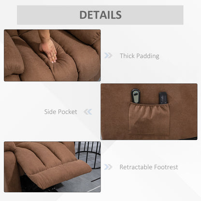 Lift Relax Chair with Remote Control, Massaging and Reclining in Fabric, Brown