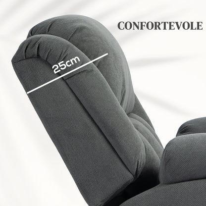 Lift Massage Reclining Chair with 2 Pockets and Remote Control, 93x104x105 cm, Grey