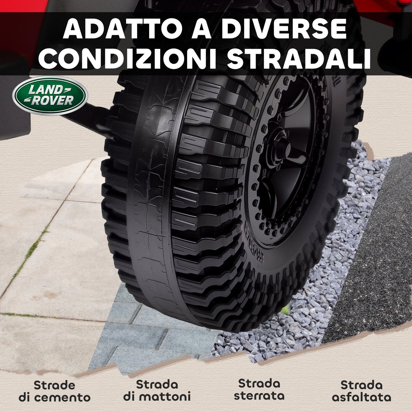 Electric Ride-On Toy Car for Kids Ages 3-5, Land Rover Official 12V with Remote Control, Suspension, LED Lights, Red