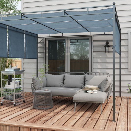 Boho Style PE Rattan Garden Set, 2 Seater Sofa with Chaise Longue and Coffee Table, Light Grey