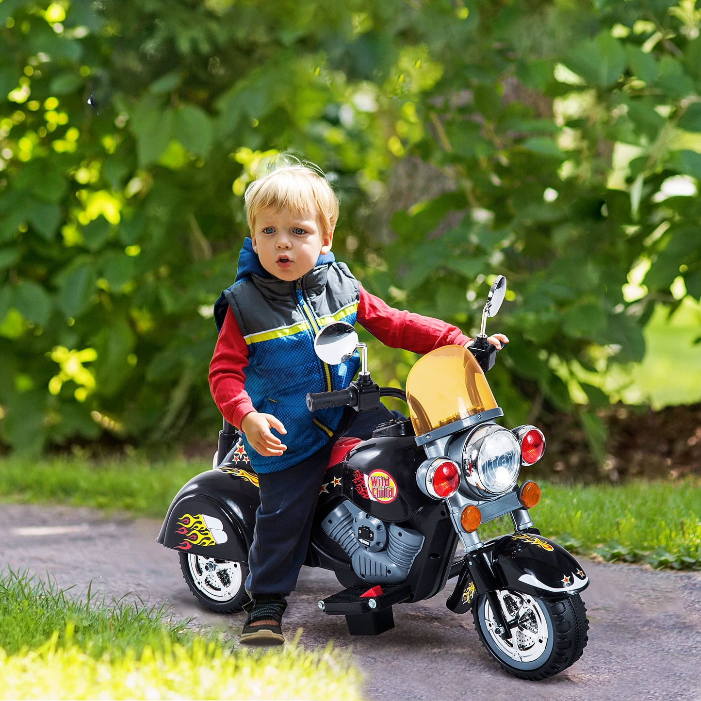 electric motorcycle for children with 3 6v wheels, black