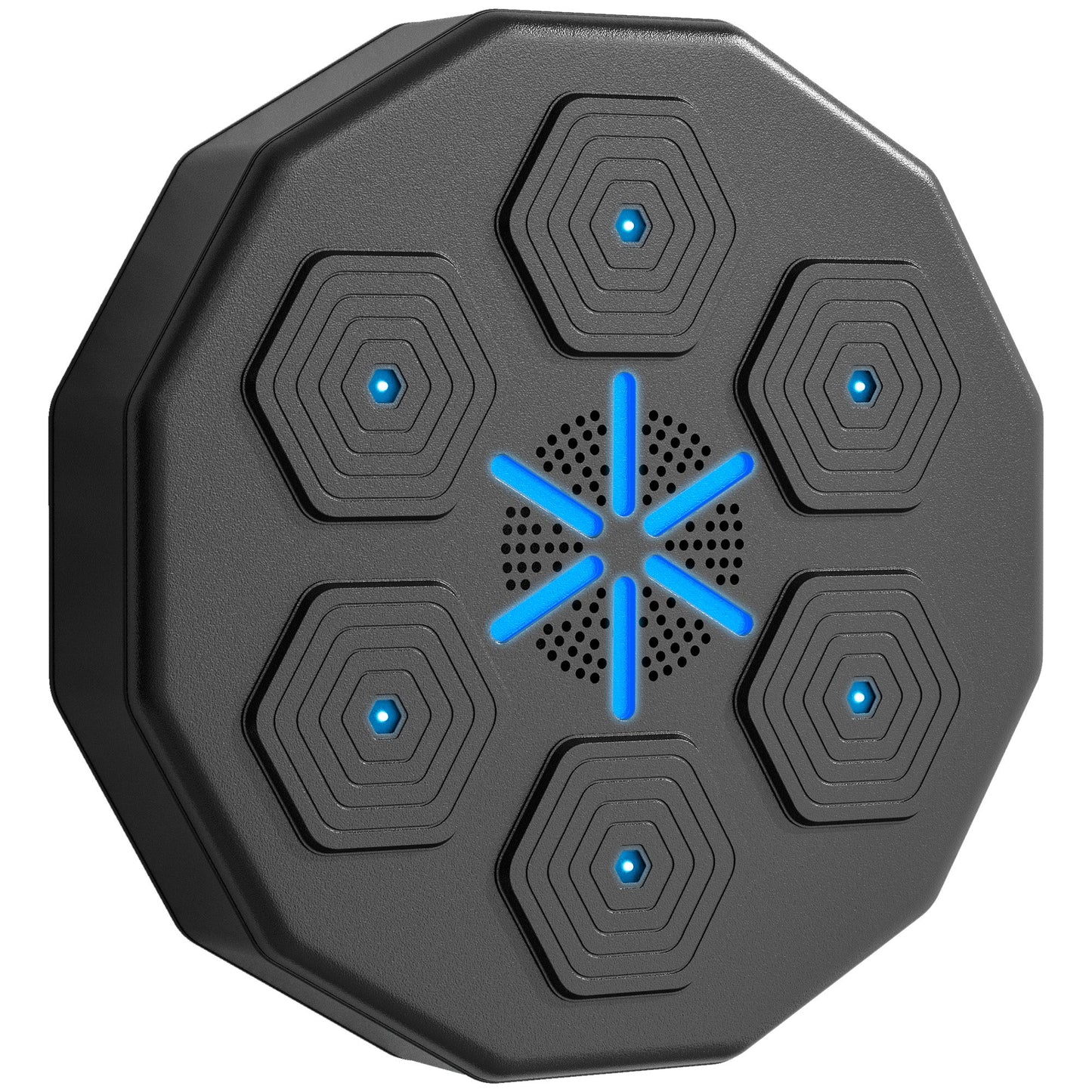 Wall-Mounted Musical Boxing Machine with Bluetooth Connection and Blue Lights, 40x40 cm, Black