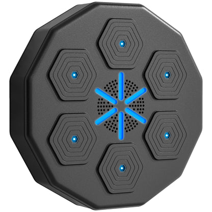Wall-Mounted Musical Boxing Machine with Bluetooth Connection and Blue Lights, 40x40 cm, Black