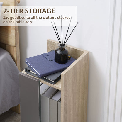 Modern Grey Nightstand with Open Shelf, 2 Piece Set in Chipboard for Bedroom and Living Room, 27x25x60cm