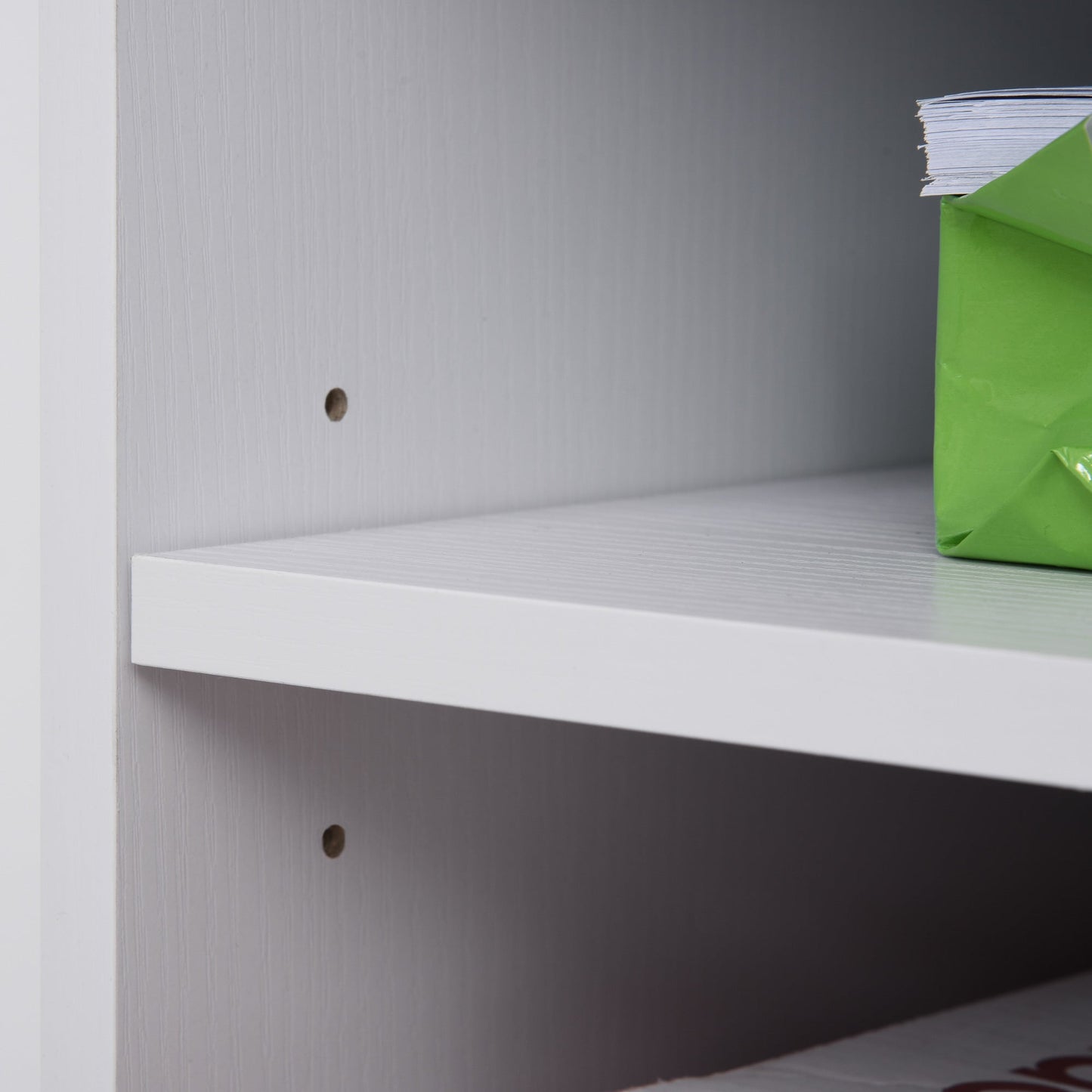 Wooden Printer Cabinet with 4 Wheels, Adjustable Shelf and CPU Tray, White